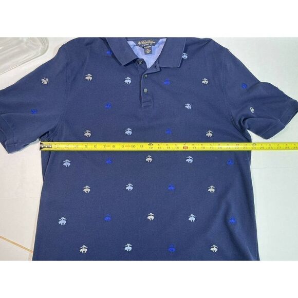 Brooks Brothers Mens Navy Blue Polo Logo Size XL All Over Fleece Embroidered - Picture 8 of 10